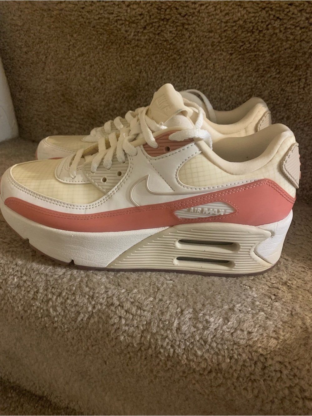 Nike Womenβs Air Max Sneakers in White and Coral